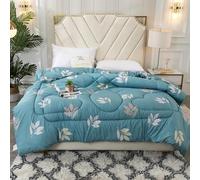 Odot Couette Hiver Très Chaude et Epaisse 150x200 180x220 200x230, Couette d'hiver sans Housse Lavable - Douce Confortable Respirante Couverture Quilting d'Réversible (8238 Feuille Bleue,180x220cm)