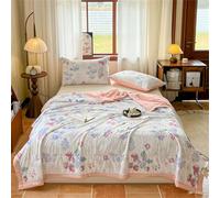 Odot Couette Réversible Ete Legere et Fine, 2,5 Tog Couette sans Housse Lavable - Douce et Confortable, Légère et Respirante Couverture Quilting d'Été (Fleurs de fraisier,220 * 240cm)