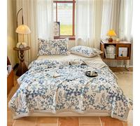 Odot Couette Réversible Ete Legere et Fine, 2,5 Tog Couette sans Housse Lavable - Douce et Confortable, Légère et Respirante Couverture Quilting d'Été (Feuilles Bleues,200 * 230cm)
