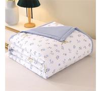 Odot Couette Réversible Ete Legere et Fine, Couette sans Housse Lavable - Douce et Confortable, Légère et Respirante Couverture Quilting d'Été (Fleur Violette,200 * 230cm)