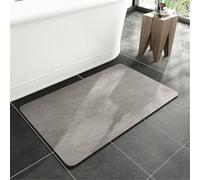 Odot Couleur Unie Tapis Salle de Bain Absorbant Diatomite Tapis de Bain Antidérapant Séchage Rapide Doux pour Entrée, Baignoire, Porte d'entrée, Chevet, Canapé, Salon (Gris Clair,50x80cm)