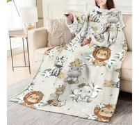 Odot Couverture avec Manches Femme Homme, Couverture avec Motif Legere Doux Chaude à Canapé 1 Personne Plaid à Manche TV Hiver pour Canape, Fauteuil (Imprimés animaliers,130x150cm)