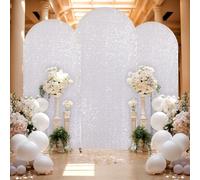 Odot Couverture d'Arche de Mariage, Brillante Paillettes Couverture de Toile de Fond d'Arche Couverture de Toile de Fond Ronde Décoration de Fête d'anniversaire de Mariage (6ft/180x80cm,Argent)