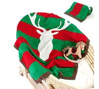 Odot Couverture en Tricot pour Bébé Garçon Filles Wapiti, Ultra Douce et Moelleuse Gigoteuse d?Emmaillotage Carré Couverture pour Poussettes ou Lits Bébé Parure de lit, Noël (100 * 80cm,Vert)