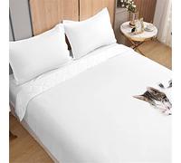 Odot Couvre Lit Boutis Matelassé pour 1/2 Personnes Chat Motif Dessus de Lits Microfibre Doux Couverture de Lit Courtepointe Printemps Èté Jeté de Lit (Minimaliste Blanc,220x240cm)