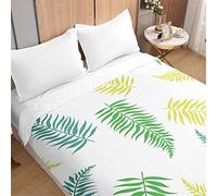 Odot Couvre Lit Boutis Matelassé pour 1/2 Personnes, Plante Nature Dessus de Lits Microfibre Doux Couverture de Lit Courtepointe Printemps Èté Jeté de Lit (230x260cm,Minimaliste Blanc)