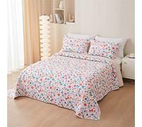 Odot Couvre Lit Matelassé 2/1 Personnes, Jeté de Lit Léger Couverture Ete Couverture de Lit Matelassée Douce Boutis Couvre-Lit avec 2 Taies d'oreiller (220x240cm,Papillon)