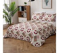 Odot Couvre Lit Matelassé 2/1 Personnes, Jeté de Lit Léger Couverture Ete Couverture de Lit Matelassée Douce Boutis Couvre-Lit avec 2 Taies d'oreiller (220x240cm,Patchwork 6)