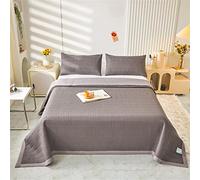 Odot Couvre Lit Matelassé 2/1 Personnes, Jeté de Lit Léger Couverture Ete Couverture de Lit Matelassée Douce Boutis Couvre-Lit avec 2 Taies d'oreiller (200x230cm,Gris)