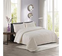 Odot Couvre Lit Matelassé 2/1 Personnes, Jeté de Lit Léger Couverture Ete Couverture de Lit Matelassée Douce Boutis Couvre-Lit avec 2 Taies d'oreiller (230x250cm,Beige)