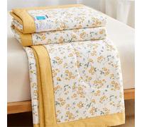 Odot Couvre Lit Matelassé 2 Personnes Été Réversible Dessus de Lits et Couvre-Lits Boutis Doux et Confortable Coton Jeté de Lit Matelassage Jeté de Canapé (Jaune,180x200cm)