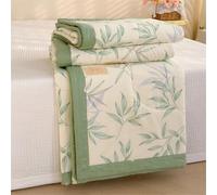 Odot Couvre Lit Matelassé 2 Personnes Été Réversible Dessus de Lits et Couvre-Lits Boutis Doux et Confortable Microfibre Jeté de Lit Matelassage Jeté de Canapé, Plante Fleurs (Feuille,180x200cm)