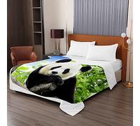 Odot Couvre Lit Matelassée, 3D Panda Imprimé Couvre-lit d'été Réversible Doux Microfiber Couverture Dessus de Lit Courtepointe pour lit Simple ou lit Double (180x220cm,Ciel Bleu)