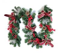 Odot Décoration de Noël, 270 cm Guirlande Sapin Artificiel Guirlande de Noel Deco, intérieur et extérieur Decorative Atmosphere pour Porte Mur Fenêtre Escalier Cheminée (2.7m,Noeud Rouge)