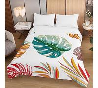 Odot Dessus de Lit Matelassé 1/2 Personnes, Plante Blanche Couvre Lit Dessus de Lits Doux Microfibre Couverture de Lit Courtepointe Jeté de Lit Printemps Été (Rose coloré,230x280cm)