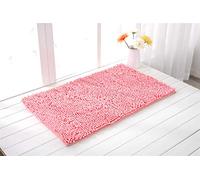Odot Doux Antidérapant Tapis De Bain Chenille Super Absorbant Anti-dérapant Salle de Bain Shaggy Cuisine Porte Pieds Bande Antidérapant Paillasson (40x60cm,Rose)
