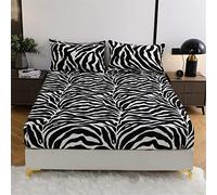 Odot Drap Housse Flanelle, Imprimé Draps Housses avec Bonnet 25cm, Draps Housses Élastique Doux pour Matelas Epais, pour Adultes Enfant, Lit 1~2 Personnes (90x200x25cm,Motif zèbre)