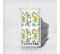 Odot Drap Housse Lit Bebe, Dinosaure de Dessin Animé Draps Housses en Microfibre, Extensible Doux Respirant Protège Matelas Compatible pour Berceau, Couffin et Nacelle (90x140cm,Dinosaure G)