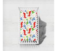 Odot Drap Housse Lit Bebe, Dinosaure de Dessin Animé Draps Housses en Microfibre, Extensible Doux Respirant Protège Matelas Compatible pour Berceau, Couffin et Nacelle (70x140cm,Dinosaure E)