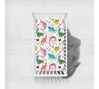 Odot Drap Housse Lit Bebe, Dinosaure de Dessin Animé Draps Housses en Microfibre, Extensible Doux Respirant Protège Matelas Compatible pour Berceau, Couffin et Nacelle (70x140cm,Dinosaure H)