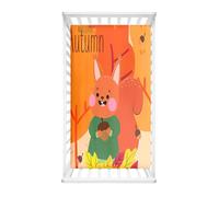 Odot Drap Housse Lit Bébé, Drap Housses Enfant en Microfibre Imprimé Écureuil d'automne, Protège Matelas avec Bande élastique, Compatible pour Berceau, Couffin et Nacelle (Feuille d'Érable,90x55cm)