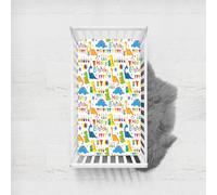 Odot Drap Housse Lit Bebe, Motif Dinosaure Coloré Housses en Microfibre, Extensible Doux Respirant Protège Matelas Compatible pour Berceau, Couffin et Nacelle (70x140cm,Joyeux Anniversaire)