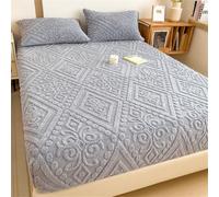 Odot Drap Housse Peluche, Style Européen Jacquard Drap Housse avec Élastique Drap Housse Doux pour Matelas Epais, Draps Housse Confortable pour Lit 1/2 Personne (Gris Clair,200x220+25cm)