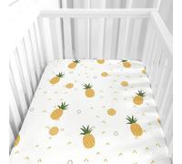 Odot Drap Housse pour Lit Bébé à Motif Ananas d'été, Drap Housses Enfant en Microfibre Respirant, Protège Matelas à bande élastique Compatible pour Berceau, Couffin, Nacelle (85x51cm,Blanc)