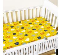 Odot Drap Housse pour Lit Bébé,Draps Housses en Coton Enfants Imprimé Dessin Animé Protège Matelas avec Elastique pour Fille et Garçon, Lit Bébé, Berceau, Lit Parapluie (130x70cm,Éléphant Jaune)