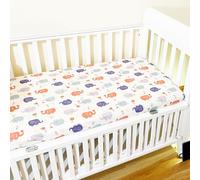 Odot Drap Housse pour Lit Bébé,Draps Housses en Coton Enfants Imprimé Dessin Animé Protège Matelas avec Elastique pour Fille et Garçon, Lit Bébé, Berceau, Lit Parapluie (105x60cm,Éléphant)