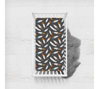 Odot Drap Housse pour Lit Bébé en Microfibre Doux Respirant, Drap Housses Enfant avec Imprimé Plumes Mode, Protège Matelas Compatible pour Berceau, Couffin et Nacelle (Gris Foncé,90x140cm)