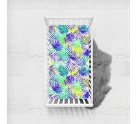Odot Drap Housse pour Lit Bébé en Microfibre Doux Respirant, Drap Housses Enfant Imprimé Feuilles de Palmier Tropical Protège Matelas pour Berceau, Couffin et Nacelle (Violet,60x120cm)