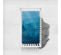 Odot Drap Housse pour Lit Bébé en Microfibre Doux Respirant, Drap Housses Enfant Imprimé Poisson de Haute Mer, Protège Matelas avec élastique pour Berceau et Nacelle (Blau H,60x120cm)