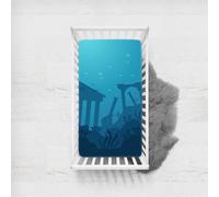 Odot Drap Housse pour Lit Bébé en Microfibre Doux Respirant, Drap Housses Enfant Imprimé Poisson de Haute Mer, Protège Matelas avec élastique pour Berceau et Nacelle (Blau H,45x90cm)