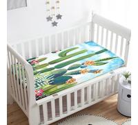 Odot Drap Housse pour Lit de Bébé, Cactus Impression Draps Housses Enfants Respirant Douce Extensible Protège Matelas pour Lit Bébé, Berceau, Lit Parapluie (70x140 cm,Vert)