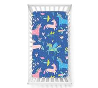Odot Drap Housse pour Lit de Bébé, Cartoon Cheval Draps Housses Enfants Respirant Douce Extensible Protège Matelas pour Lit Bébé, Berceau, Lit Parapluie (bleu,100x135 cm)
