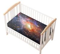 Odot Drap Housse pour Lit de Bébé, Ciel étoilé Impression Draps Housses Enfants Respirant Douce Extensible Protège Matelas pour Lit Bébé, Berceau, Lit Parapluie (Noir,80x160 cm)