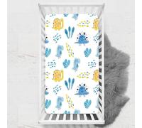 Odot Drap Housse pour Lit de Bébé, Dessin animé Impression de Dinosaure Draps Housses Enfants Respirant Douce Extensible Protège Matelas pour Lit Bébé, Berceau, Lit Parapluie (Style 2,70x140 cm)
