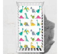 Odot Drap Housse pour Lit de Bébé, Dessin animé Impression de Dinosaure Draps Housses Enfants Respirant Douce Extensible Protège Matelas pour Lit Bébé, Berceau, Lit Parapluie (Style 1,70x140 cm)
