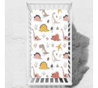 Odot Drap Housse pour Lit de Bébé, Dessin animé Impression de Dinosaure Draps Housses Enfants Respirant Douce Extensible Protège Matelas pour Lit Bébé, Berceau, Lit Parapluie (Style 3,70x140 cm)