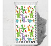 Odot Drap Housse pour Lit de Bébé, Dessin animé Impression de Dinosaure Draps Housses Enfants Respirant Douce Extensible Protège Matelas pour Lit Bébé, Berceau, Lit Parapluie (Style 4,70x140 cm)