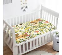Odot Drap Housse pour Lit de Bébé, écureuil Motif Draps Housses Enfants Respirant Douce Extensible Protège Matelas pour Lit Bébé, Berceau, Lit Parapluie (Feuilles,40x90 cm)
