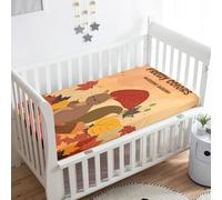 Odot Drap Housse pour Lit de Bébé, écureuil Motif Draps Housses Enfants Respirant Douce Extensible Protège Matelas pour Lit Bébé, Berceau, Lit Parapluie (Champignon,33x75 cm)