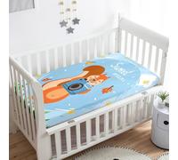 Odot Drap Housse pour Lit de Bébé, écureuil Motif Draps Housses Enfants Respirant Douce Extensible Protège Matelas pour Lit Bébé, Berceau, Lit Parapluie (bleu ciel,45x80 cm)