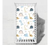 Odot Drap Housse pour Lit de Bébé, Impression de Dinosaure Draps Housses Enfants Respirant Douce Extensible Protège Matelas pour Lit Bébé, Berceau, Lit Parapluie (arc-en-ciel,70x140 cm)