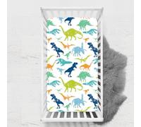 Odot Drap Housse pour Lit de Bébé, Impression de Dinosaure Draps Housses Enfants Respirant Douce Extensible Protège Matelas pour Lit Bébé, Berceau, Lit Parapluie (blanc 3,70x140 cm)