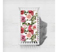 Odot Drap Housse pour Lit de Bébé, Imprimé Fleur Plantes 3D Housse de Matelas pour Bébé Drap Housse Respirant pour Lit Parapluie et Berceau Draps Housses Enfants (Fleur de rose rouge,80x160cm)