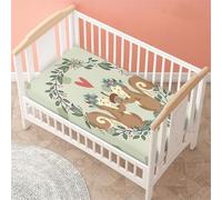 Odot Drap Housse pour Lit de Bébé, Motif Écureuil 3D Housse de Matelas pour Bébé Drap Housse Respirant Douce pour Lit Parapluie et Berceau Draps Housses Enfants (Écureuil de dessin animé,60x120 cm)
