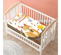 Odot Drap Housse pour Lit de Bébé, Motif Écureuil 3D Housse de Matelas pour Bébé Drap Housse Respirant Douce pour Lit Parapluie et Berceau Draps Housses Enfants (Feuilles d'automne,80x160 cm)