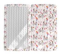 Odot Drap Housse pour Lit de Bébé, Motif Vélo Bicyclette Draps Housses Enfants Douce Protège Matelas Extensible pour Fille et Garçon, Lit Bébé, Berceau, Lit Parapluie (Coeur d'amour,75x30cm)